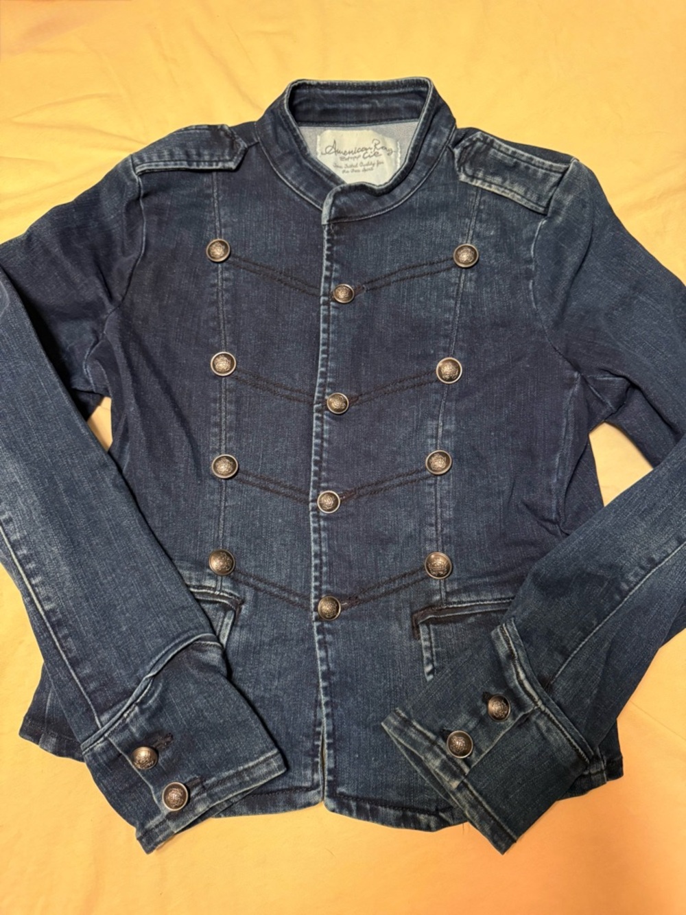 00s Napoleon Military Jacket Denim Pacini Style Y2K Size XS